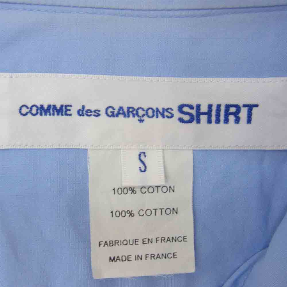 COMME des GARCONS コムデギャルソン SHIRT フランス製 CDGS1PL コットンブロード レギュラーカラー シャツ サックスブルー ライトブルー系 S【中古】
