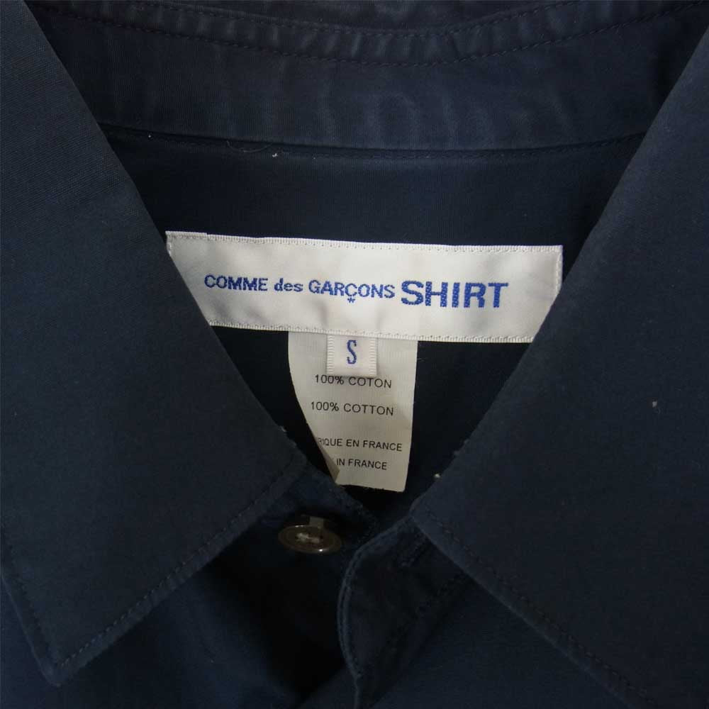 COMME des GARCONS コムデギャルソン SHIRT フランス製 CDGS1PL コットンブロード レギュラーカラー シャツ ネイビー ネイビー系 S【中古】
