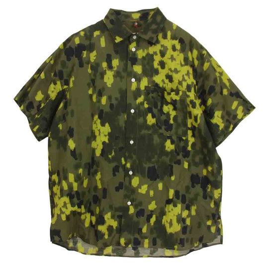 オーエーエムシー 18SS I025557 Pulse Shirt Camo パルス カモ リネンコットン 半袖シャツ カーキ系 S【中古】