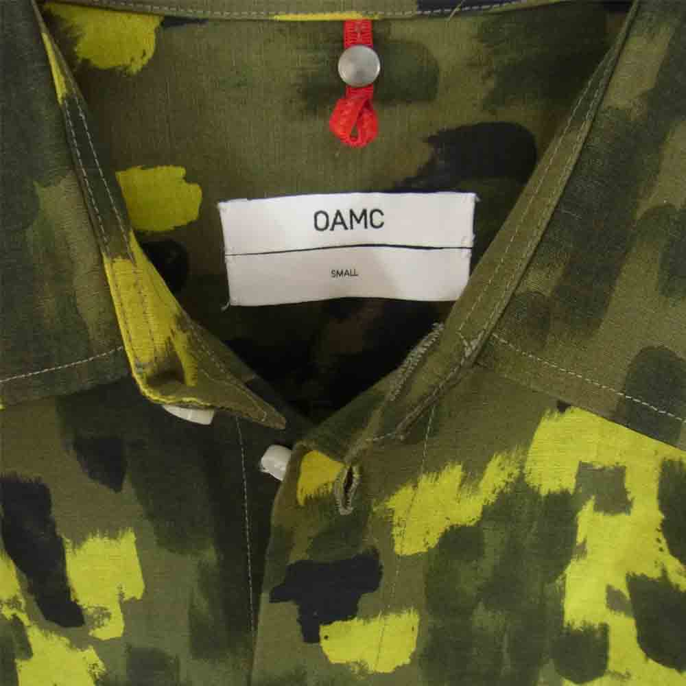 オーエーエムシー 18SS I025557 Pulse Shirt Camo パルス カモ リネンコットン 半袖シャツ カーキ系 S【中古】