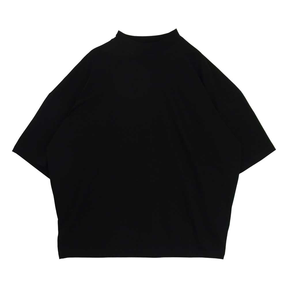 JIL SANDER ジルサンダー JSMS706022 MS247308 ボトルネック 五分袖 カットソー オーバーサイズ モックネック Tシャツ  ブラック系 S【極上美品】【中古】