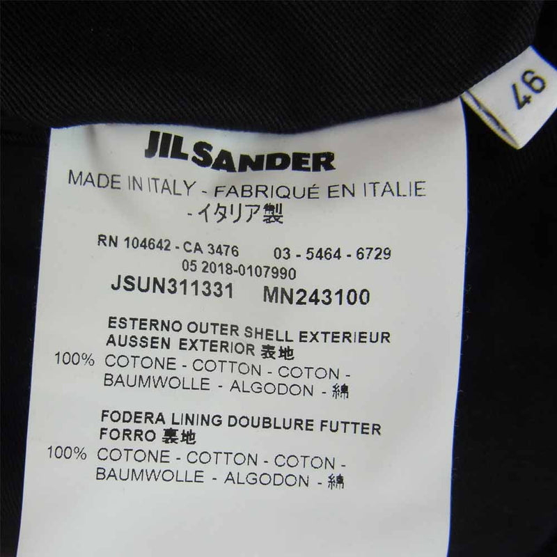JIL SANDER ジルサンダー JSUN311331 MN243100 tailored cotton trousers コットンツイル イージー トラウザー パンツ ブラック ブラック系 46【美品】【中古】