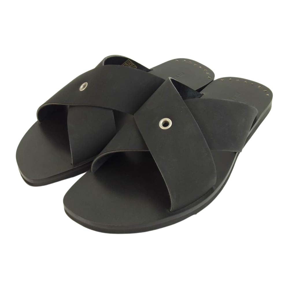 JIL SANDER ジルサンダー JI34502A イタリア製 Rubber Crisscross Strap Sandal クロスストラップ サンダル ブラック系 41【美品】【中古】