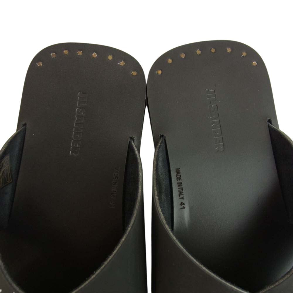 JIL SANDER ジルサンダー JI34502A イタリア製 Rubber Crisscross Strap Sandal クロスストラップ サンダル ブラック系 41【美品】【中古】