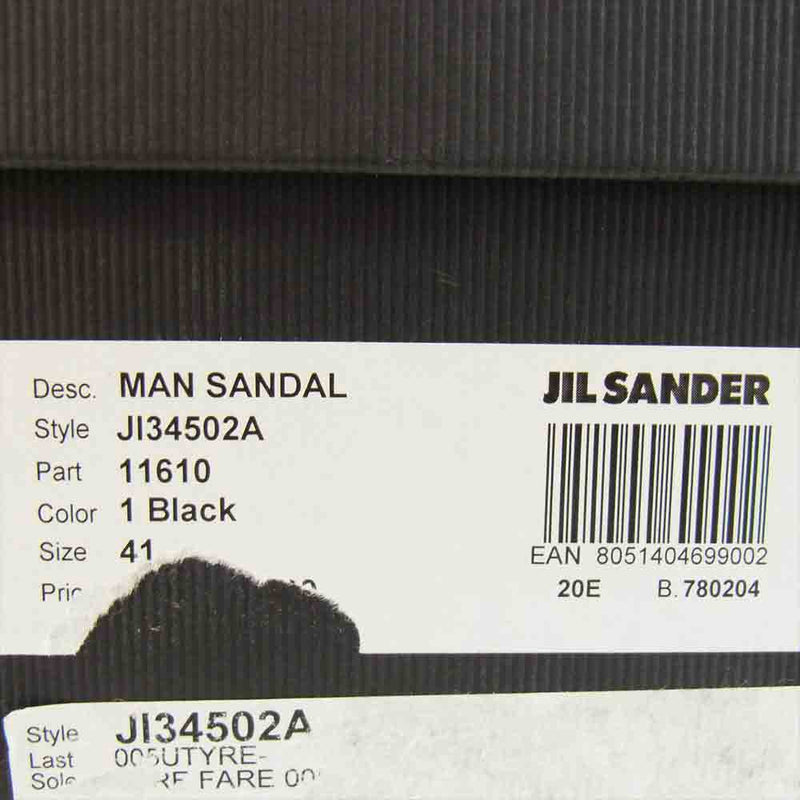 JIL SANDER ジルサンダー JI34502A イタリア製 Rubber Crisscross Strap Sandal クロスストラップ サンダル ブラック系 41【美品】【中古】
