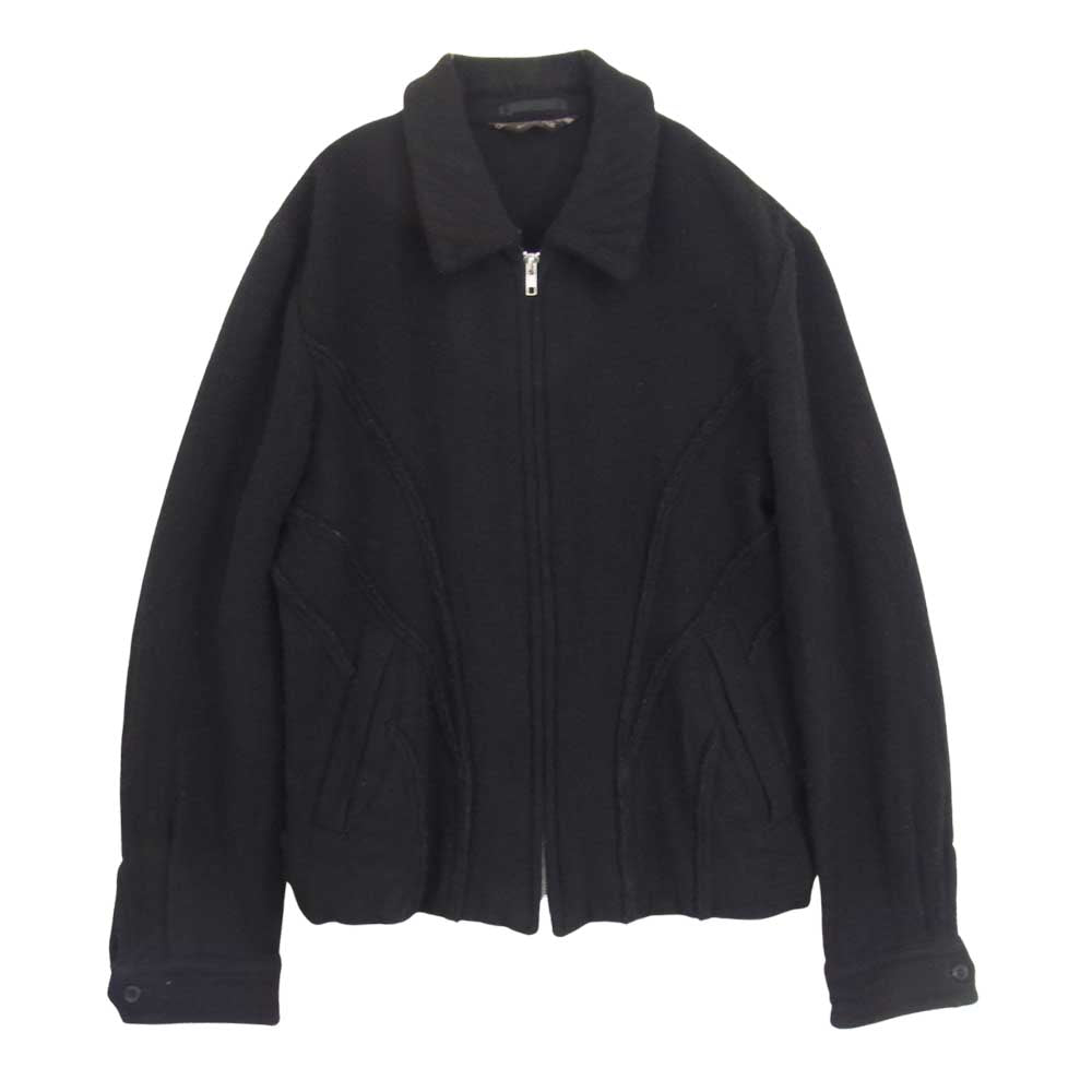 COMME des GARCONS コムデギャルソン HOMME PLUS オムプリュス 03AW カーブ期 アーカイブ PK-J049 カーブパネル 製品染め加工 ウール ジップ ブルゾン ブラック系 サイズ表記無【中古】
