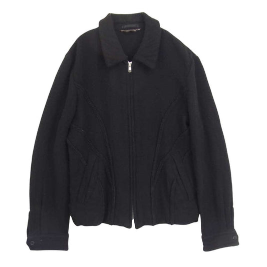 COMME des GARCONS コムデギャルソン HOMME PLUS オムプリュス 03AW カーブ期 アーカイブ PK-J049 カーブパネル 製品染め加工 ウール ジップ ブルゾン ブラック系 サイズ表記無【中古】