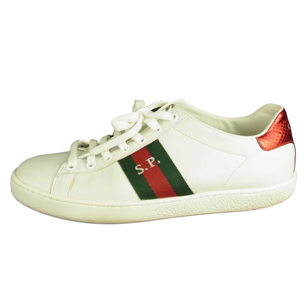 GUCCI グッチ シェリーライン ローカット イニシャル刺繍入り スニーカー ホワイト系 37.5【中古】