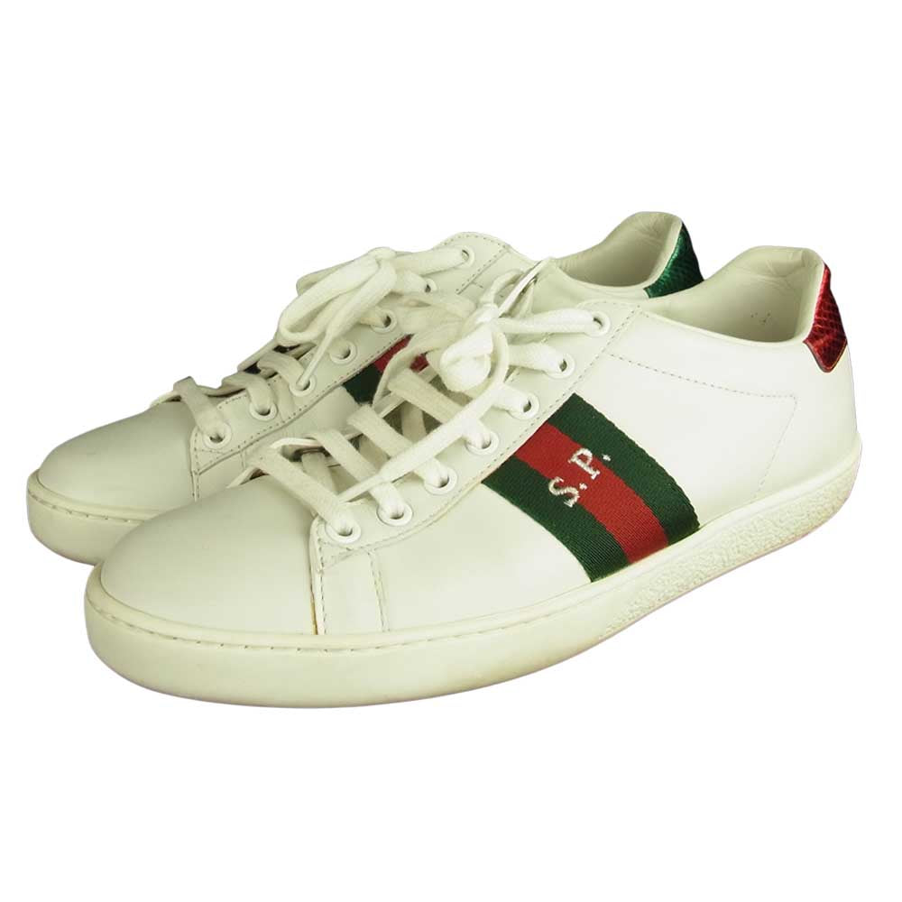 GUCCI グッチ シェリーライン ローカット イニシャル刺繍入り スニーカー ホワイト系 37.5【中古】