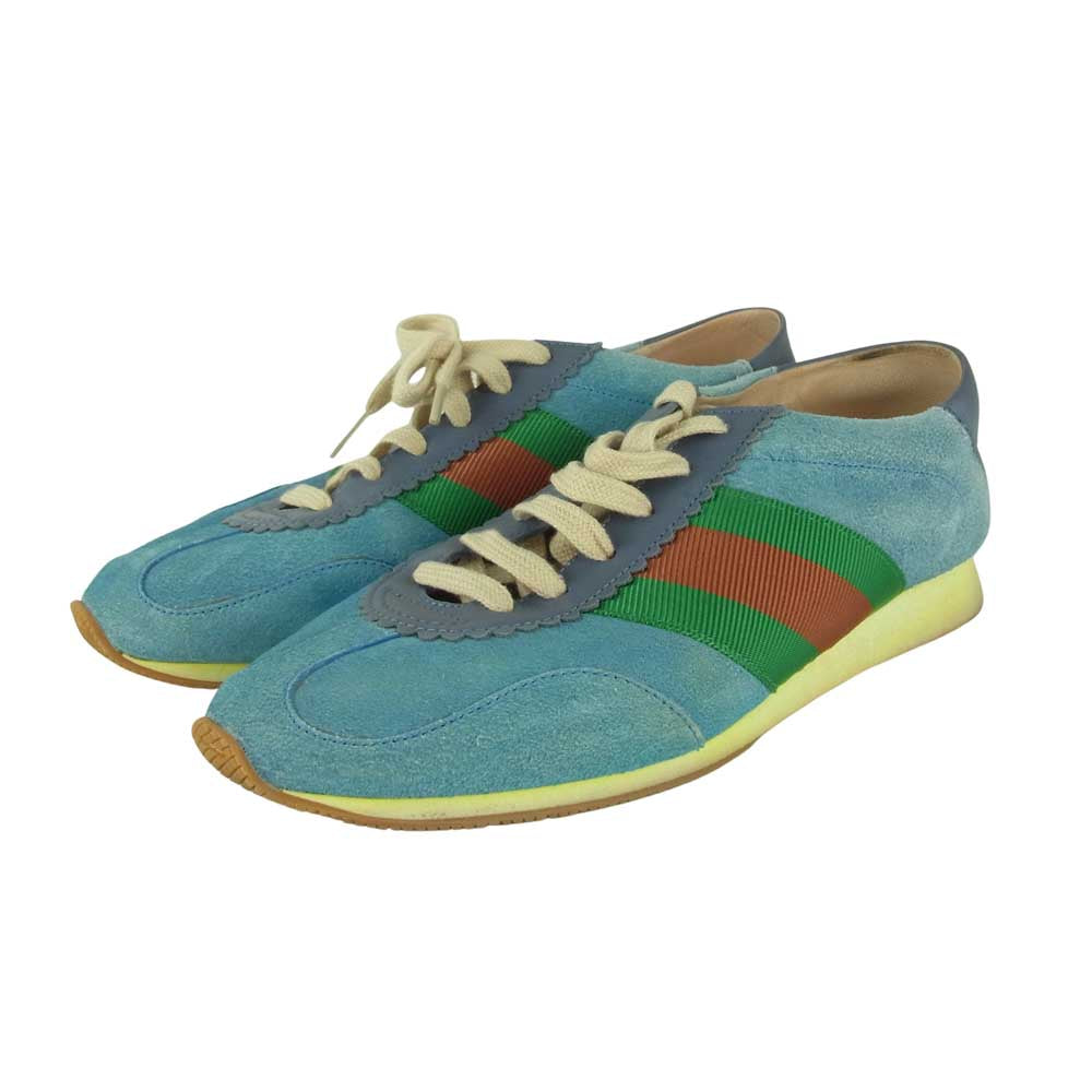 GUCCI グッチ シェリーライン スエード スニーカー ブルー ブルー系 37.5【中古】