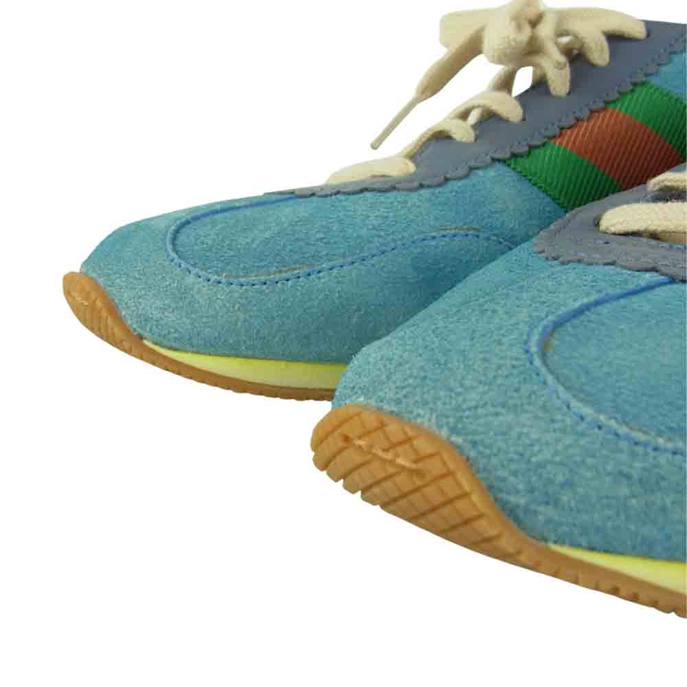 GUCCI グッチ シェリーライン スエード スニーカー ブルー ブルー系 37.5【中古】