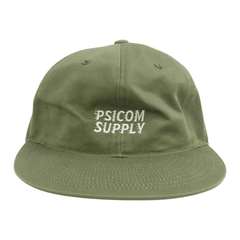 Psicom サイコム 6パネル ロゴ 刺繍 キャップ オリーブ オリーブ系【中古】