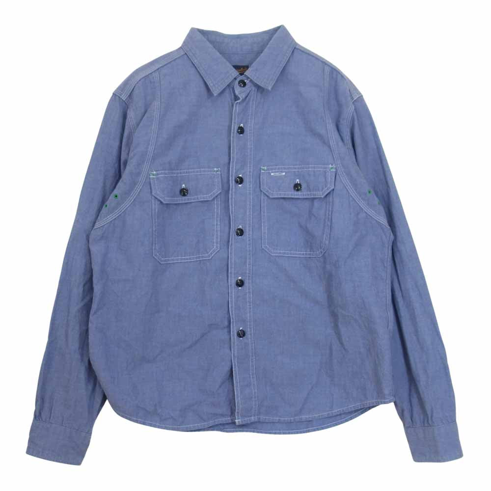 TENDERLOIN テンダーロイン T-CHAMBRAY SHT シャンブレー 縁ステッチ 長袖 シャツ ブルー系 S【中古】