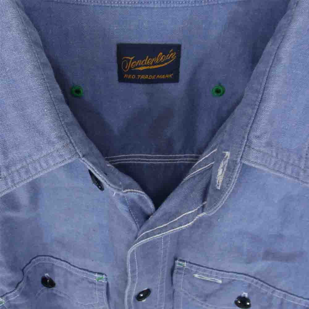 TENDERLOIN テンダーロイン T-CHAMBRAY SHT シャンブレー 縁ステッチ 長袖 シャツ ブルー系 S【中古】