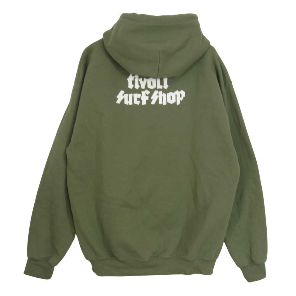 Psicom サイコム × TIVOLI Surf Shop チボリ サーフ ショップ GARAGE SELE serious ガレージ セール シリーズ プリント プルオーバー パーカー グリーン系 M【中古】