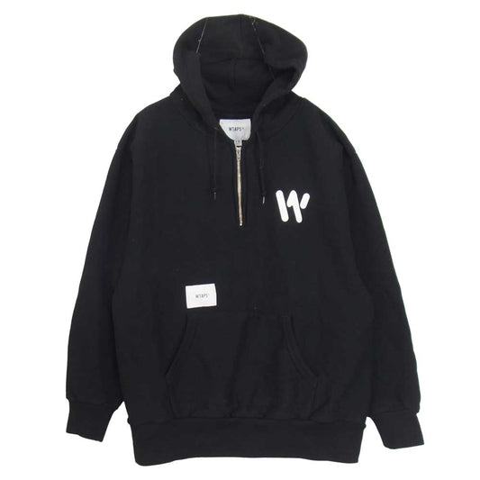 WTAPS ダブルタップス 201ATDT-CSM19 OUTRIGGER HALF ZIP SWEAT ハーフ ジップ スウェット パーカー ブラック系 03【中古】