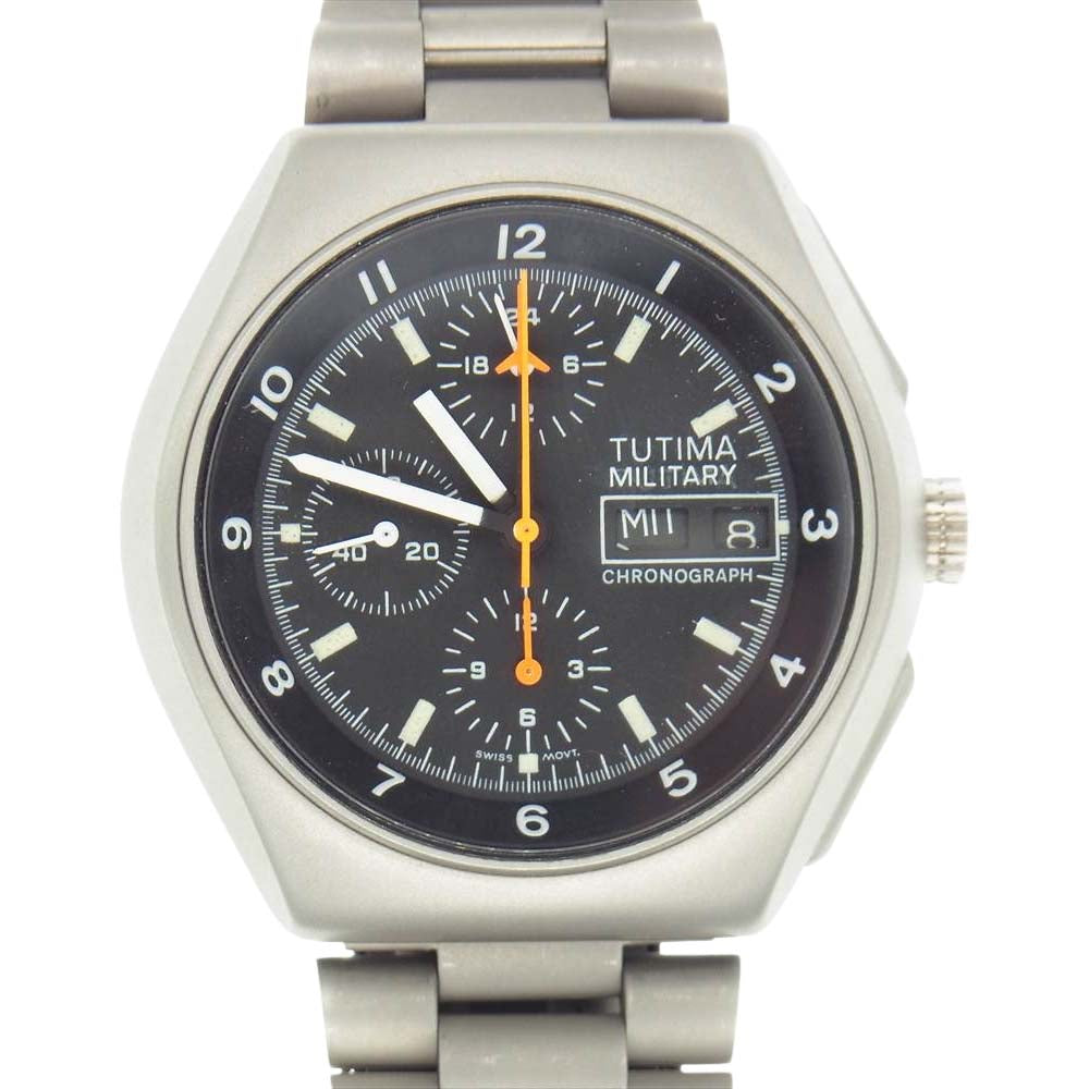 TUTIMA チュチマ 国内正規品 MILITARY CHRONOGRAPH ミリタリー クロノグラフ ウォッチ 自動巻き 腕時計 シルバー系【中古】