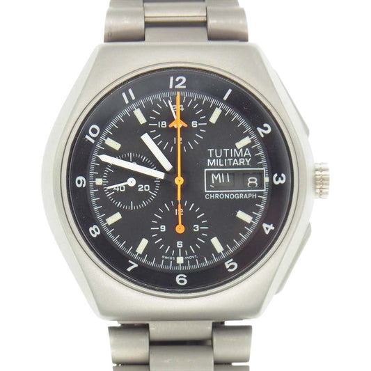 TUTIMA チュチマ 国内正規品 MILITARY CHRONOGRAPH ミリタリー クロノグラフ ウォッチ 自動巻き 腕時計 シルバー系【中古】