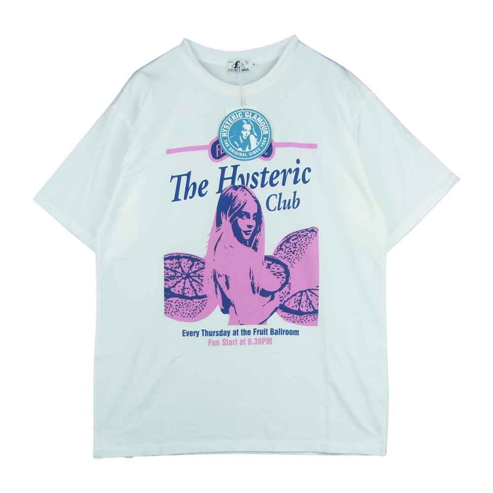 HYSTERIC GLAMOUR ヒステリックグラマー 02211CT30 THE HYS CLUB ヒスクラブ ガールプリント 半袖 Tシャツ ホワイト系 M【新古品】【未使用】【中古】
