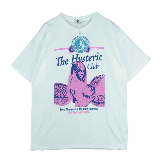 HYSTERIC GLAMOUR ヒステリックグラマー 02211CT30 THE HYS CLUB ヒスクラブ ガールプリント 半袖 Tシャツ ホワイト系 M【新古品】【未使用】【中古】