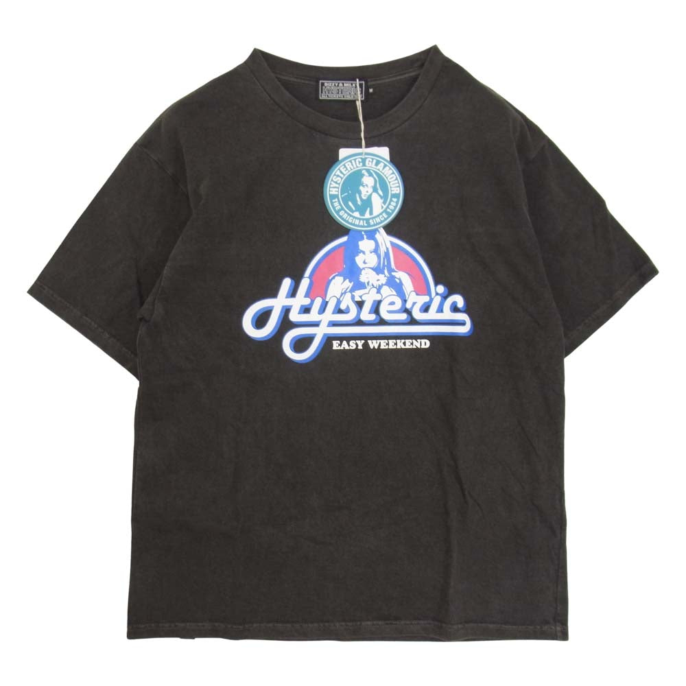 HYSTERIC GLAMOUR ヒステリックグラマー 02213CT02 EASY WEEKEND イージーウィークエンド ガーメントダイ ガールプリント Tシャツ グレー系 M【新古品】【未使用】【中古】