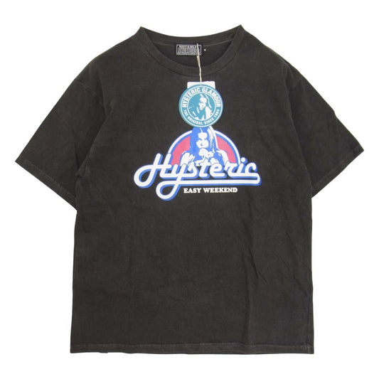 HYSTERIC GLAMOUR ヒステリックグラマー 02213CT02 EASY WEEKEND イージーウィークエンド ガーメントダイ ガールプリント Tシャツ グレー系 M【新古品】【未使用】【中古】