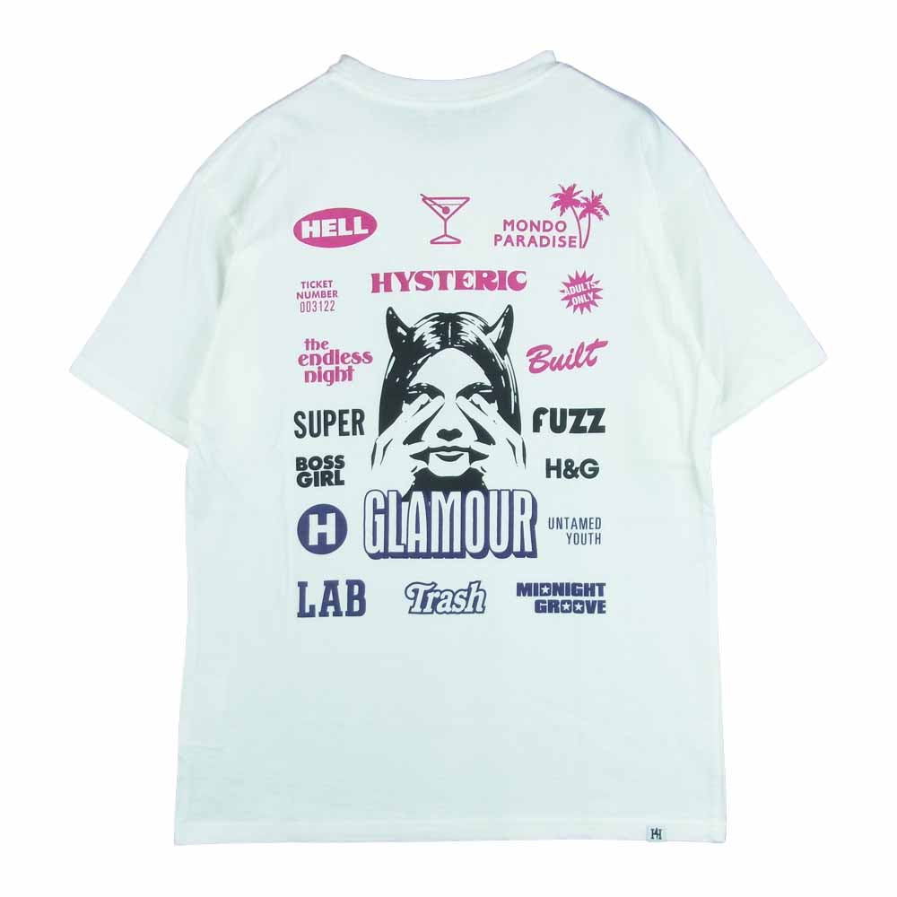 HYSTERIC GLAMOUR ヒステリックグラマー 02212CT03 MONDO PARADISE バックプリント ロゴ 半袖 Tシャツ ホワイト系 M【新古品】【未使用】【中古】