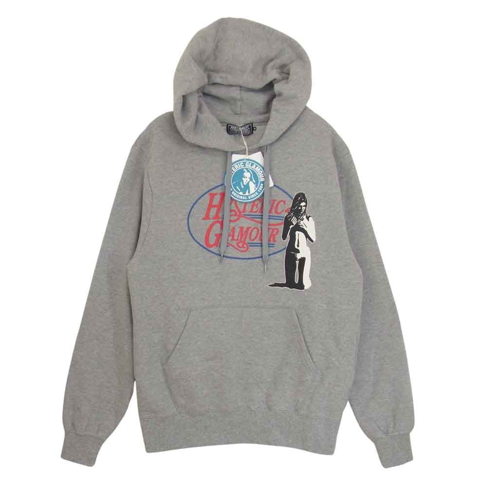 HYSTERIC GLAMOUR ヒステリックグラマー 02221CF02 CLASSIC OVAL パーカー クラシック オーバル ガール ロゴ プリント プルオーバー フーディー グレー系 M【新古品】【未使用】【中古】