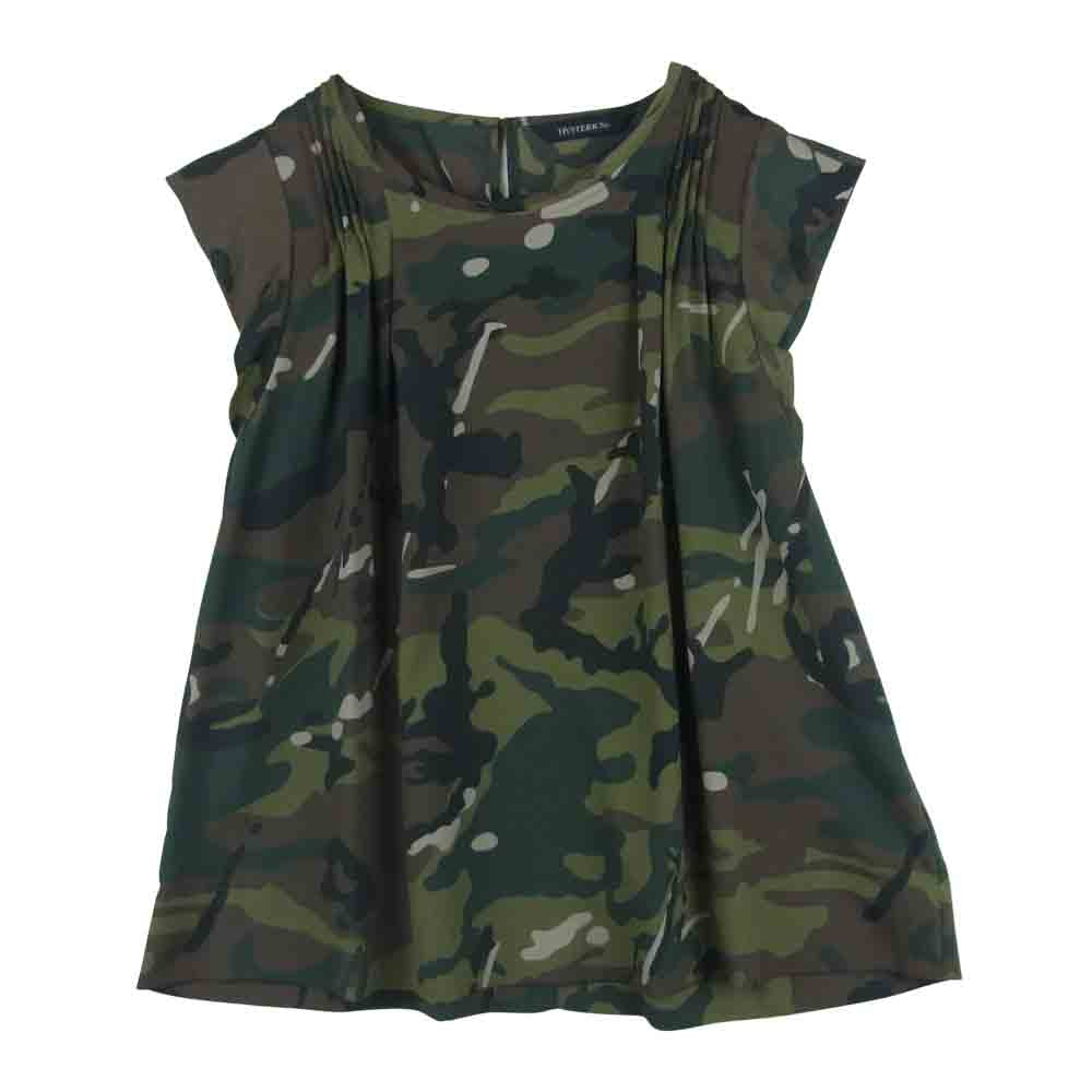 HYSTERIC GLAMOUR ヒステリックグラマー 0543AH01 HYSTERICS ヒステリックス カモフラ 迷彩 チュニック 半袖 カットソー カーキ系 FREE【中古】