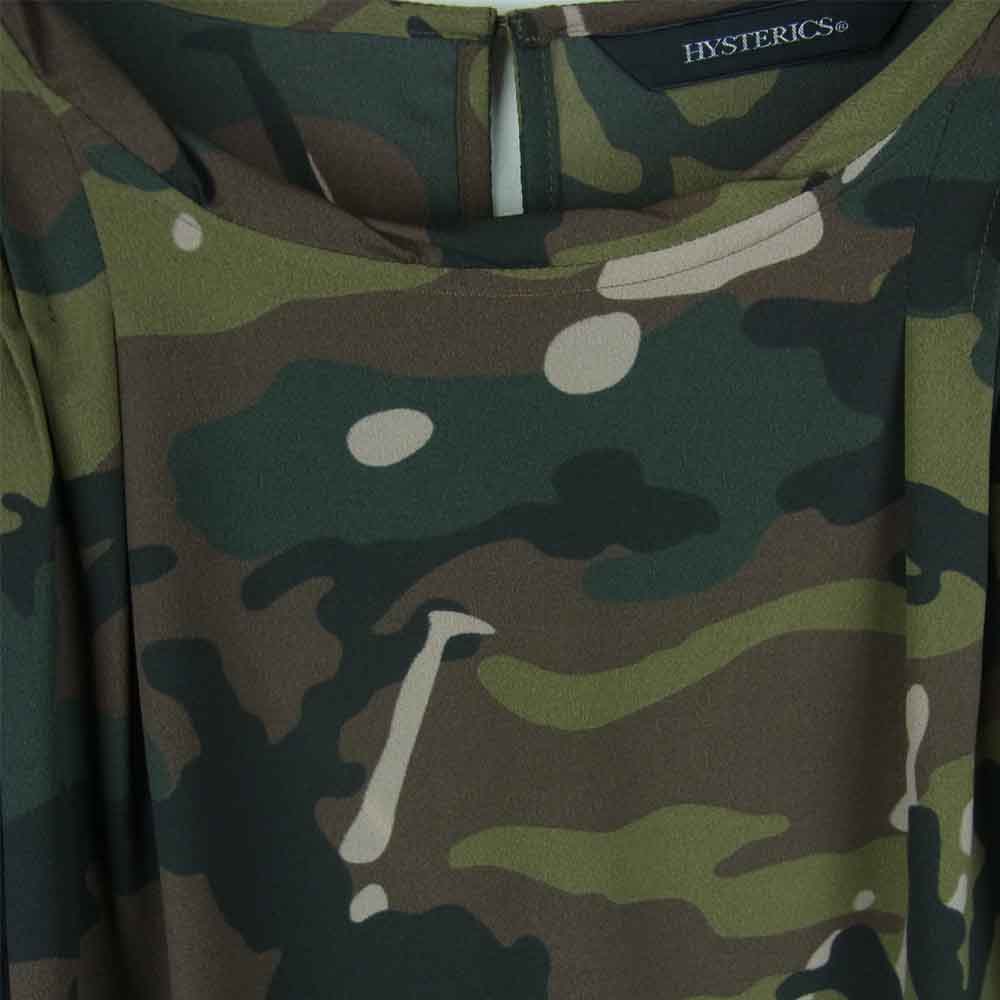 HYSTERIC GLAMOUR ヒステリックグラマー 0543AH01 HYSTERICS ヒステリックス カモフラ 迷彩 チュニック 半袖 カットソー カーキ系 FREE【中古】