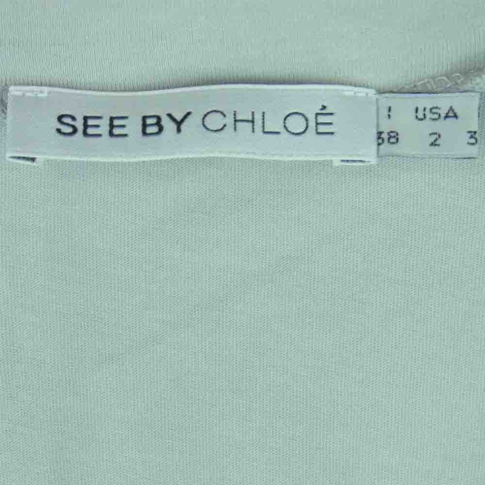 SEE BY CHLOE シーバイクロエ L4A9001 ロゴプリント カットソー Vネック Tシャツ コットン 中国製 グレー系【中古】
