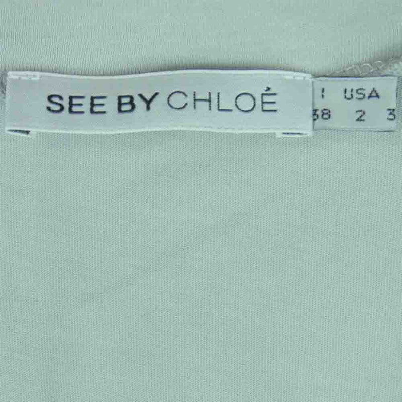 SEE BY CHLOE シーバイクロエ L4A9001 ロゴプリント カットソー Vネック Tシャツ コットン 中国製 グレー系【中古】