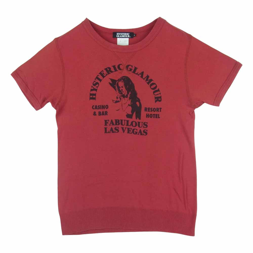 HYSTERIC GLAMOUR ヒステリックグラマー 0232CT27 ガールプリント スウェット地 カットソー 半袖 Tシャツ レッド系 S【中古】