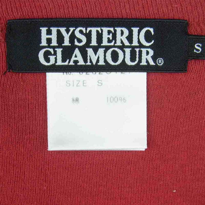 HYSTERIC GLAMOUR ヒステリックグラマー 0232CT27 ガールプリント スウェット地 カットソー 半袖 Tシャツ レッド系 S【中古】