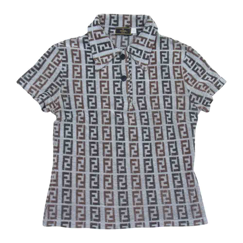 FENDI フェンディ パイル地 タオル地 ズッカ柄 ポロシャツ ブラウン系 42【中古】
