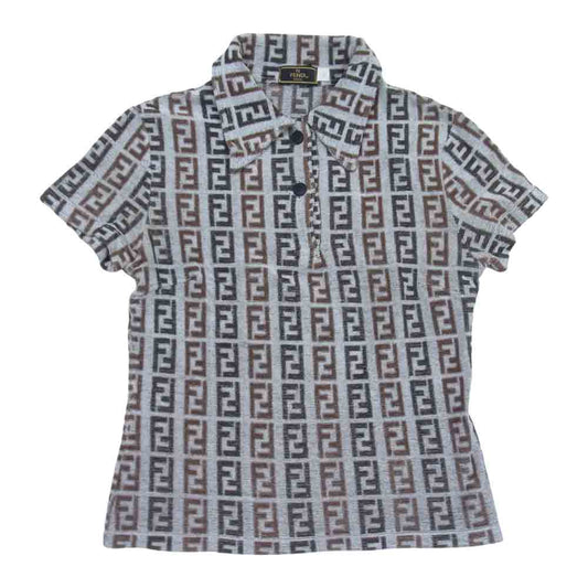 FENDI フェンディ パイル地 タオル地 ズッカ柄 ポロシャツ ブラウン系 42【中古】