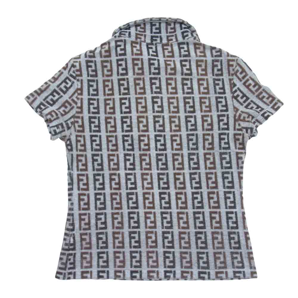 FENDI フェンディ パイル地 タオル地 ズッカ柄 ポロシャツ ブラウン系 42【中古】