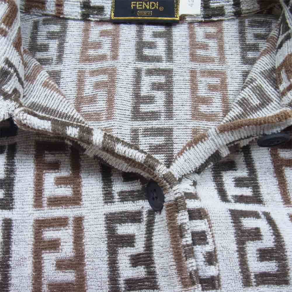 FENDI フェンディ パイル地 タオル地 ズッカ柄 ポロシャツ ブラウン系 42【中古】