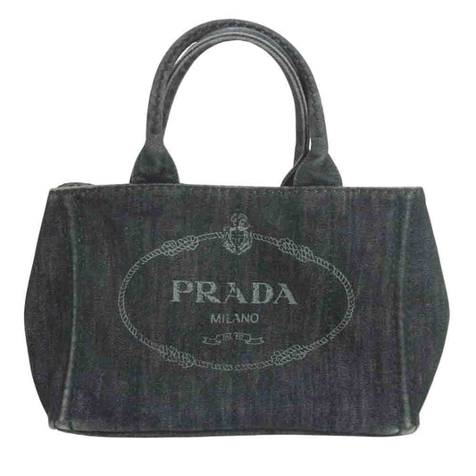 PRADA プラダ CANAPA カナパ デニム トート ハンド バッグ グレー系【中古】