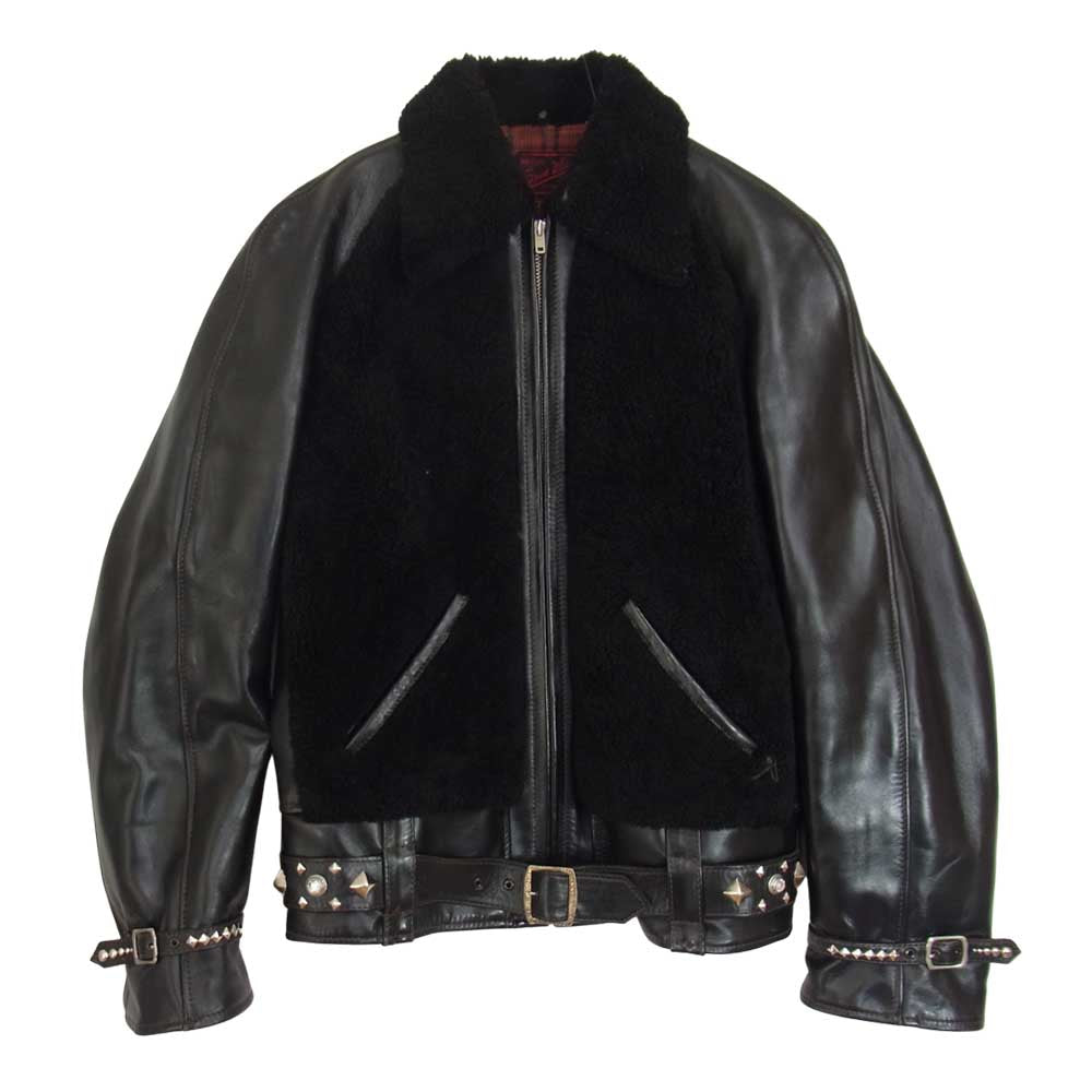 The REAL McCOY'S ザリアルマッコイズ 旧マッコイ McCOY Sports Wear ホースハイド グリズリージャケット 熊ジャン スタッズカスタム ブラック系 38【中古】