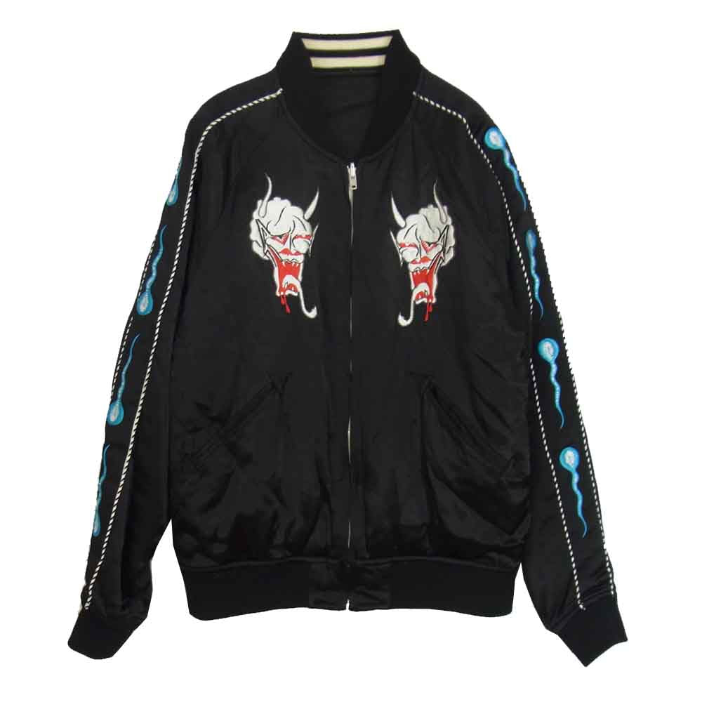 WACKO MARIA ワコマリア 16AW × WOLFS HEAD ウルフズヘッド SOUVENIOR JACKET スーベニアジャケット リバーシブル スカジャン サテン ジャケット ブラック系 M【中古】
