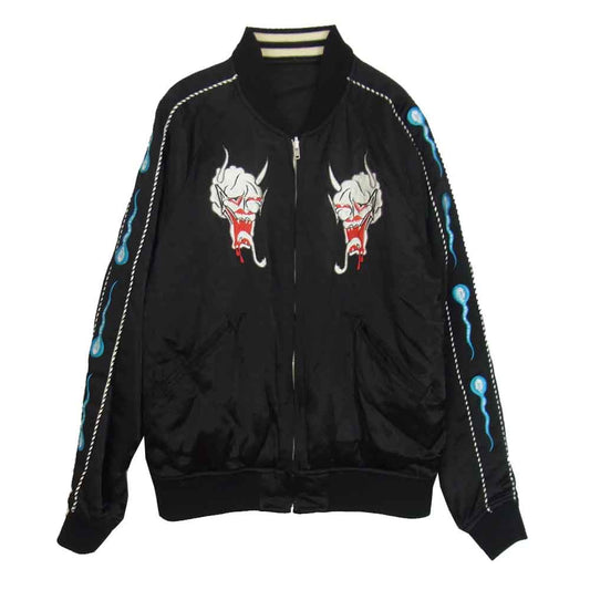 WACKO MARIA ワコマリア 16AW × WOLFS HEAD ウルフズヘッド SOUVENIOR JACKET スーベニアジャケット リバーシブル スカジャン サテン ジャケット ブラック系 M【中古】