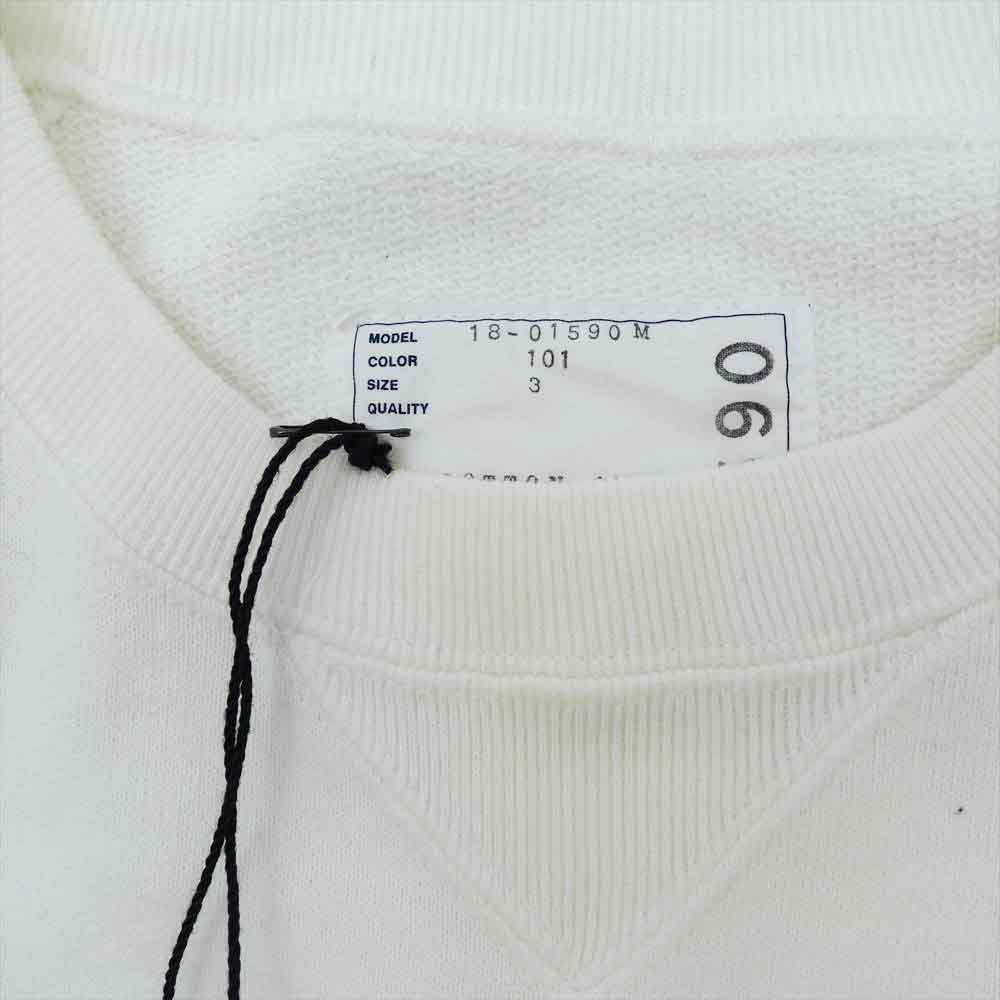 Sacai サカイ 18ss 18-01590Ｍ CONTRAST PANEL SWEAT SHIRT コントラスト パネル プリント スウェット ホワイト系 3【中古】