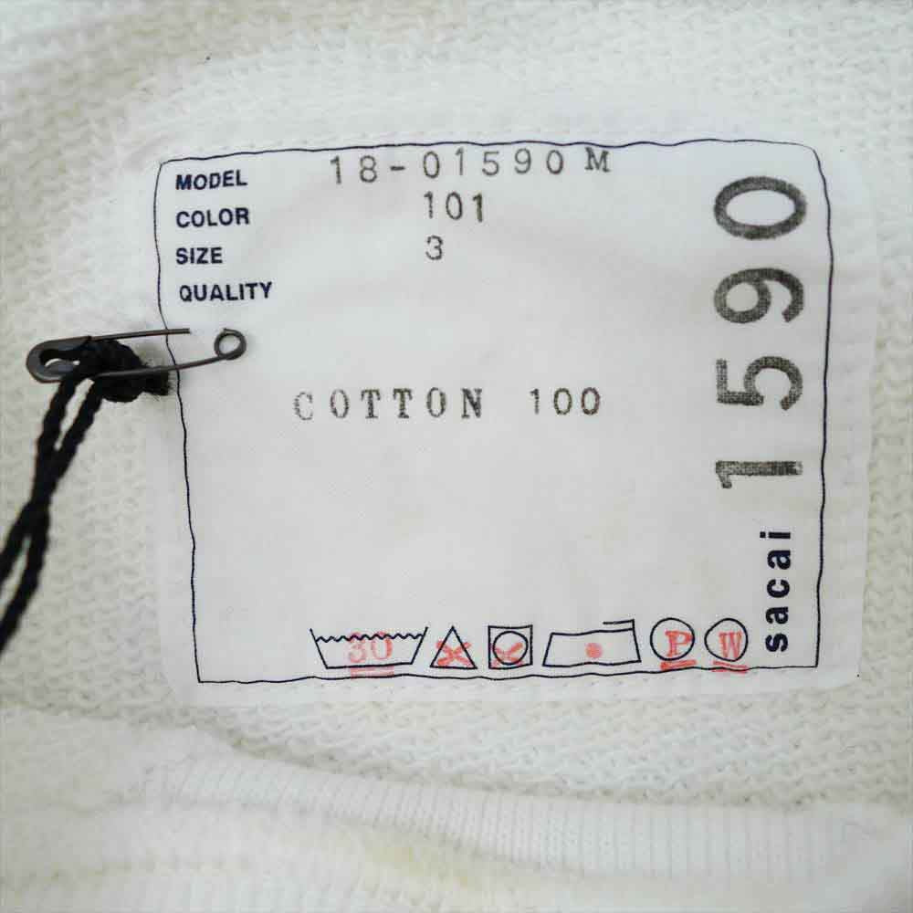 Sacai サカイ 18ss 18-01590Ｍ CONTRAST PANEL SWEAT SHIRT コントラスト パネル プリント スウェット ホワイト系 3【中古】