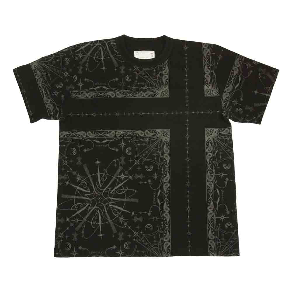 Sacai サカイ 20aw 20-02343Ｍ × Dr.Woo Bandana Print T-Shirt ドクターウー バンダナ プリント 半袖 Tシャツ ブラック系 3【新古品】【未使用】【中古】