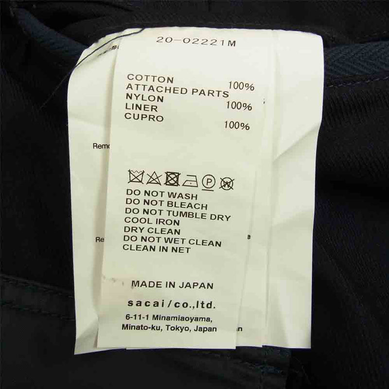 Sacai サカイ 20SS 20-02221Ｍ fabric Combo Shorts ファブリック コンボ ショーツ ハーフパンツ ネイビー系 2【美品】【中古】