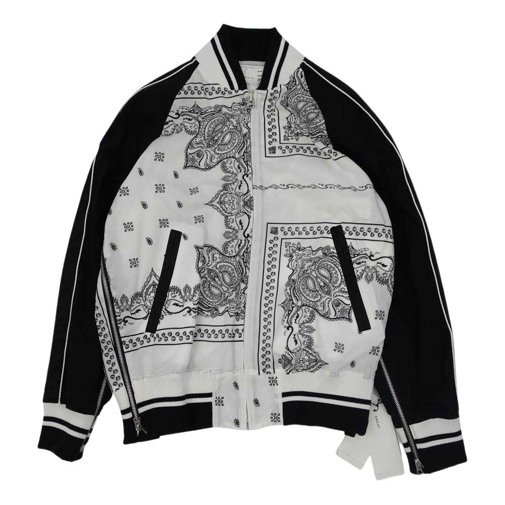 Sacai サカイ 19SS 19-01911Ｍ バンダナ柄 スカジャン ブルゾン ブラック系 ホワイト系 ２【新古品】【未使用】【中古】