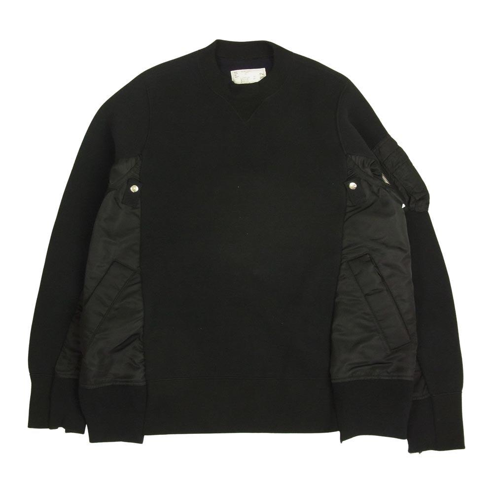 Sacai サカイ 19AW SCM-032 Sponge Sweat Ma-1 Pullover スポンジ ドッキング プルオーバー ネイビー系 2【美品】【中古】