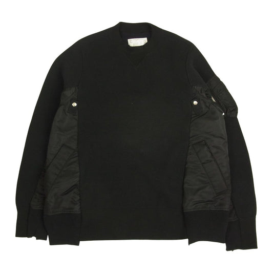 Sacai サカイ 19AW SCM-032 Sponge Sweat Ma-1 Pullover スポンジ ドッキング プルオーバー ネイビー系 2【美品】【中古】