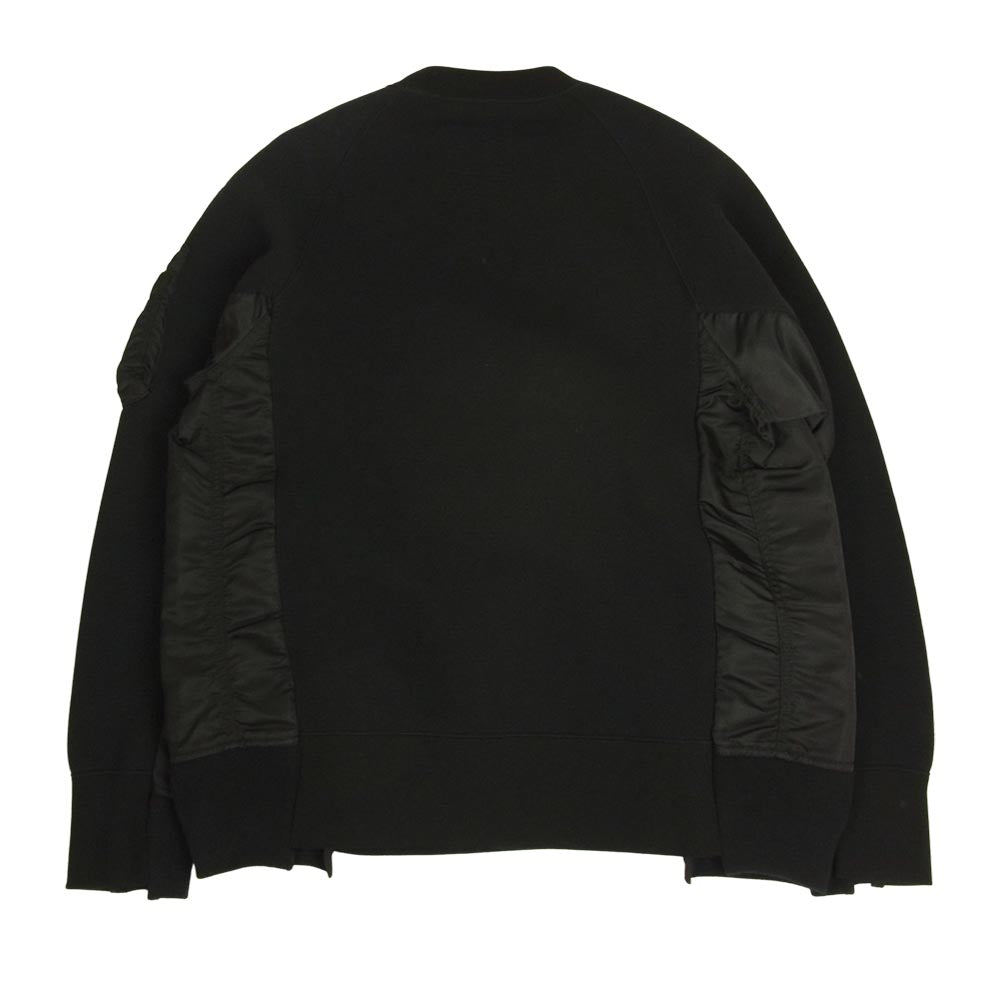 Sacai サカイ 19AW SCM-032 Sponge Sweat Ma-1 Pullover スポンジ ドッキング プルオーバー ネイビー系 2【美品】【中古】
